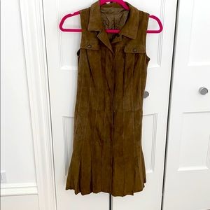 Caroline Herrera 100% suede tan shirt dress